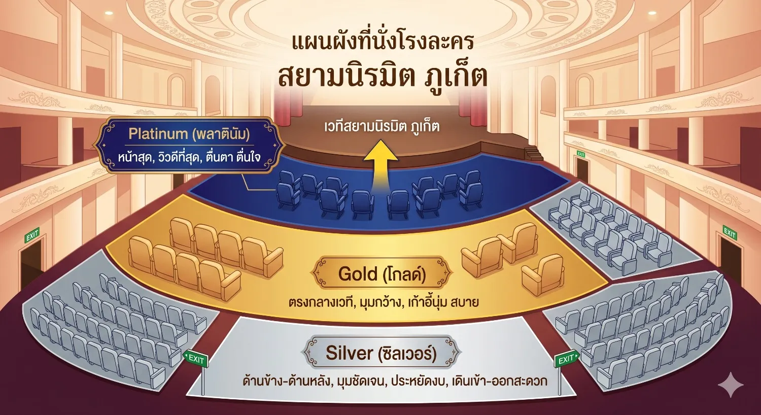 แผนผังที่นั่งชมโชว์ในโรงละครที่สยามนิรมิต ภูเก็ต